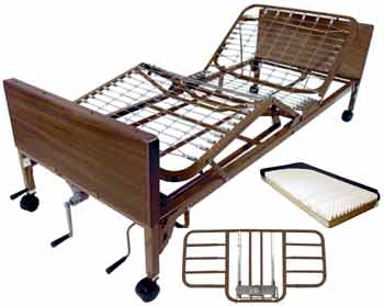 Multi-Height Manual Hospital Bed Package w/Half Rails-GKP-30051DRV