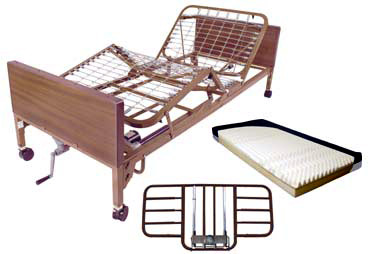 Semi Electric Hospital Bed Package w/Half Rails-1-GKP-40051DRV