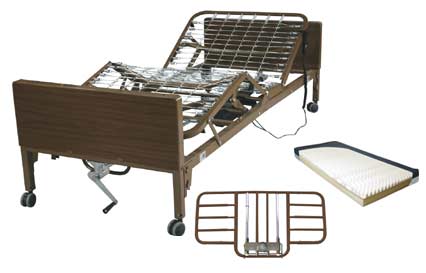 Ultra Light Semi Electric Hospital Bed Package w/Half Rails-1-GKP-03051DRV