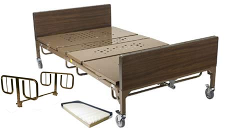 Full Electric Bariatric Hospital Bed Package w/One T Style Rails-GKP-00351DRV