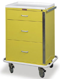 Three Drawer Infection Control Cart with Breakaway Lock Standard Package-0056HRF