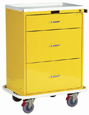 Three Drawer Infection Control Cart with Key Lock Standard Package-0156HRF