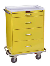 Four Drawer Infection Control Cart with Key Lock Standard Package-0256HRF