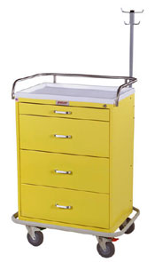 Four Drawer Infection Control Cart with Key Lock Specialty Package-1256HRF