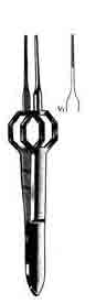 Foerster Eye Dressing Forceps, 3-3/4 in, Octagonal Grip, Straight, Serrated Tips, 0.5mm Wide-561-147FSI