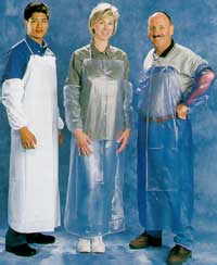Blue raw edge vinyl apron-TiansARE445-mse
