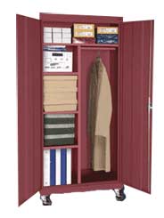 Mobile Combination Cabinet w/ Adj Shelves & Garment Rack-00-064263-ICATSAND