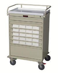 Economy Med Bin Cart with 20  5 inch Bins, Key locking-5NIB02LVHRF