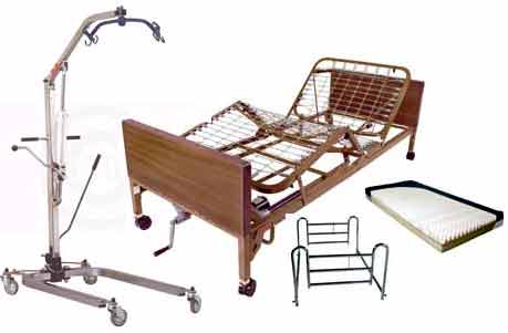 Hoyer Lift & Semi Electric (Single Crank) Hospital Bed Package-40051-TFILDRV