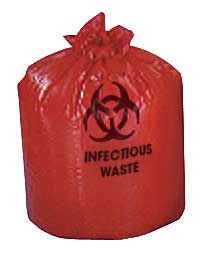 Red Liners Biohazard Low Density Bags 24 in. x 24 in. 13 micron 10 gallon-LR42RDHNONMD
