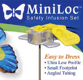 MiniLoc Safety Huber Infusion Set 20G 1 in.