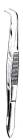 Eye Dressing Forceps, Fully Curved, Extra Fine, Serrated, 4 in