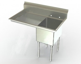20in Wide Bowl One Compartment Sink w/ Drainboard