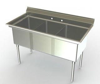 24in Wide Bowl Three Compartment Sink