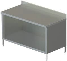 24in Wide Stainless Steel Work Table Enclosed Base  4in Backsplash