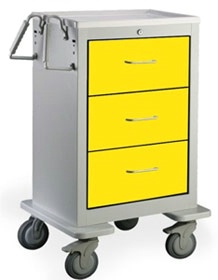 3 Drawer Slim Tall Steel Isolation Cart