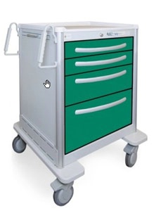 4 Drawer Mini Lightweight Aluminum Anesthesia Cart