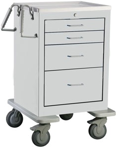 4 Drawer Mini Steel Bedside/Slim Cart