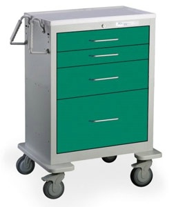 4 Drawer Mini Steel Anesthesia Cart