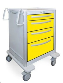 4 Drawer Slim Medium Lightweight Aluminum Isolation Cart