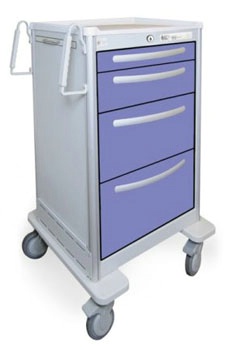 4 Drawer Tall Lightweight Aluminum Bedside/Slim Cart