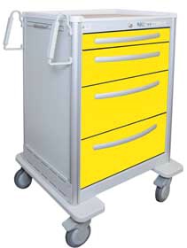 4 Drawer Tall Lightweight Aluminum Isolation Cart