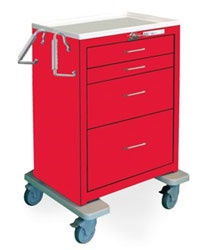 4 Drawer Tall Steel Crash Cart