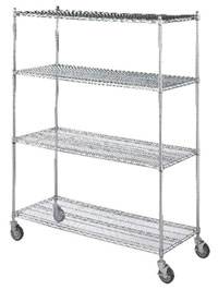 4 Shelf Wire Linen Transport Cart - 18in W