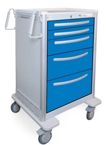 5 Drawer Extra Tall Lightweight Aluminum Anesthesia Cart