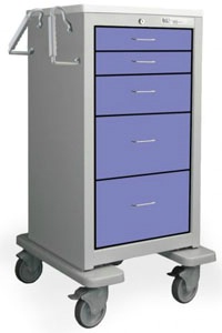 5 Drawer Extra Tall Steel Bedside/Slim Cart