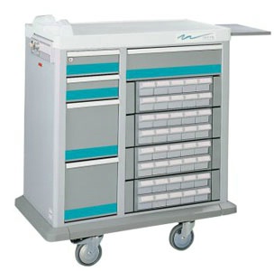 5 Drawer Full Sized 40 Bin Medication Cart