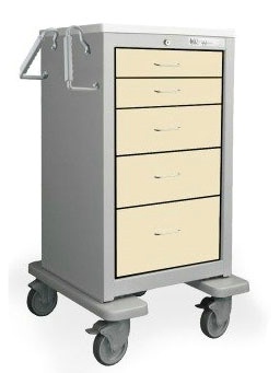 5 Drawer Slim Tall Steel Treatment Cart