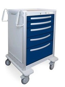 5 Drawer Tall Lightweight Aluminum Anesthesia Cart