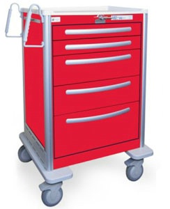 5 Drawer Tall Lightweight Aluminum Crash Cart