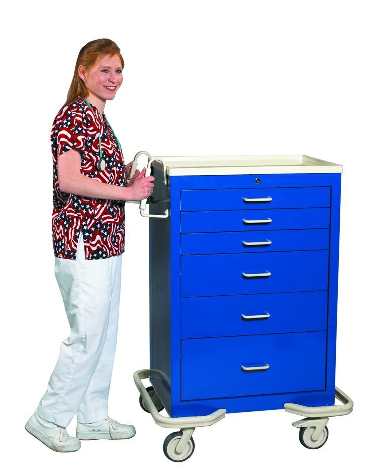 Aluminum ANS Treatment Cart w/ Key Lock & 6 Drawers