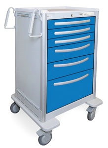 6 Drawer Extra Tall Lightweight Aluminum Anesthesia Cart