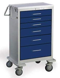 6 Drawer Extra Tall Steel Anesthesia Cart