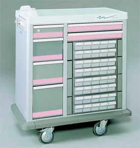 6 Drawer Full Sized 40 Bin Medication Cart