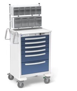 6 Drawer Tall Aluminum Anesthesia Cart with Storage Bin Accessory