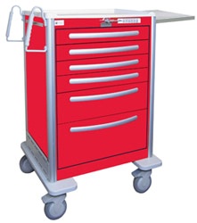 6 Drawer Tall Lightweight Aluminum Crash Cart