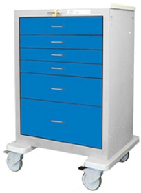 6 Drawer Tall Steel Crash Cart
