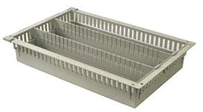 4in Gray Tray with 2 Long Dividers