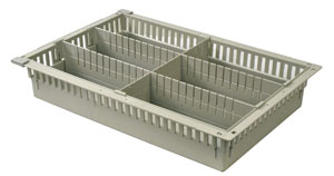 4in Gray Tray with 2 Long and 1 Short Dividers