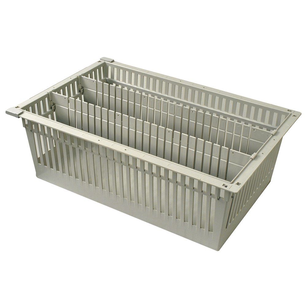 8in MedStor Max Plastic Bin Tray 2 Long Dividers