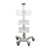 Adjustable Height Telemedicine Computer Stand with BP Basket