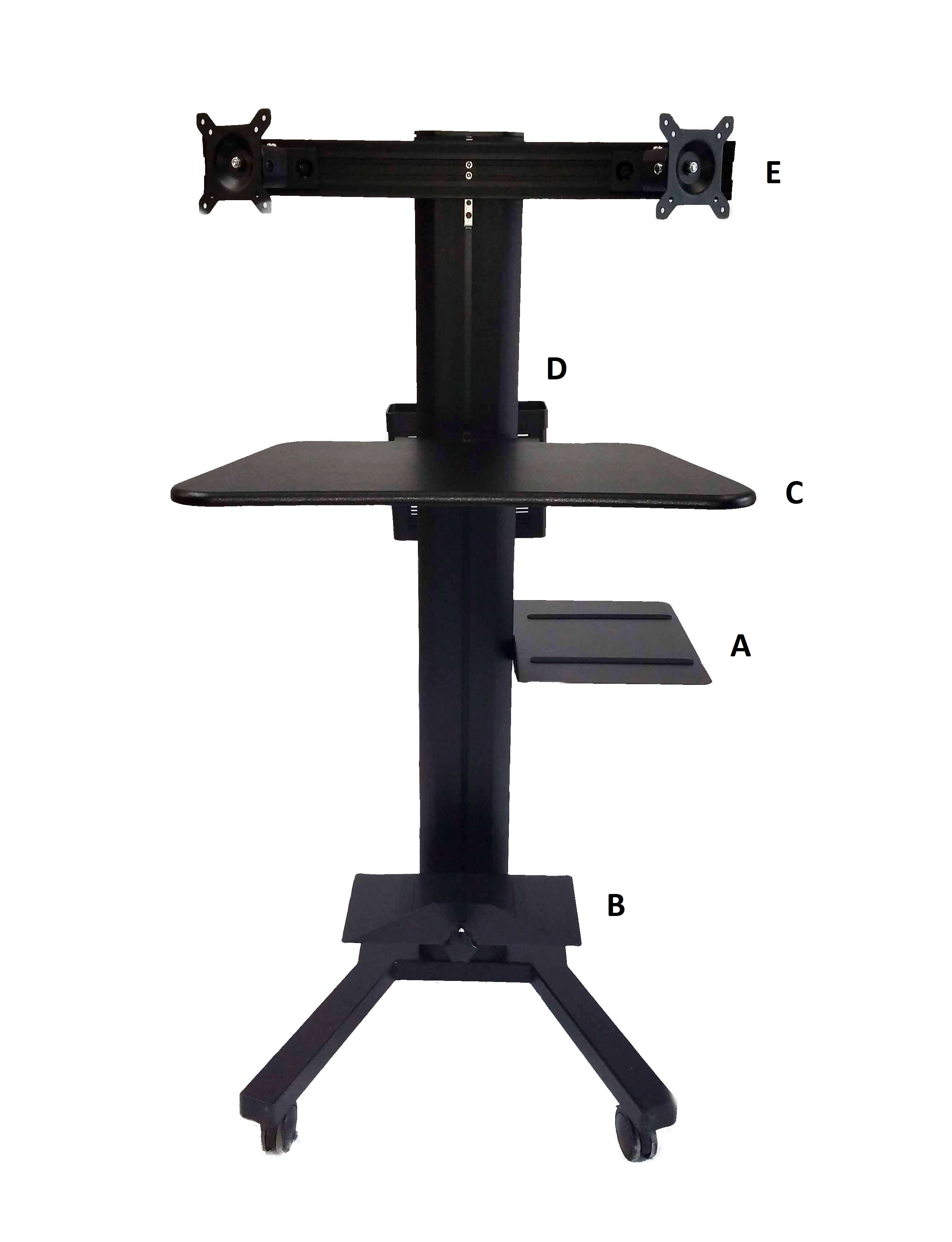 Adjustable Height Dual Monitor Mobile Telemedicine Computer Stand