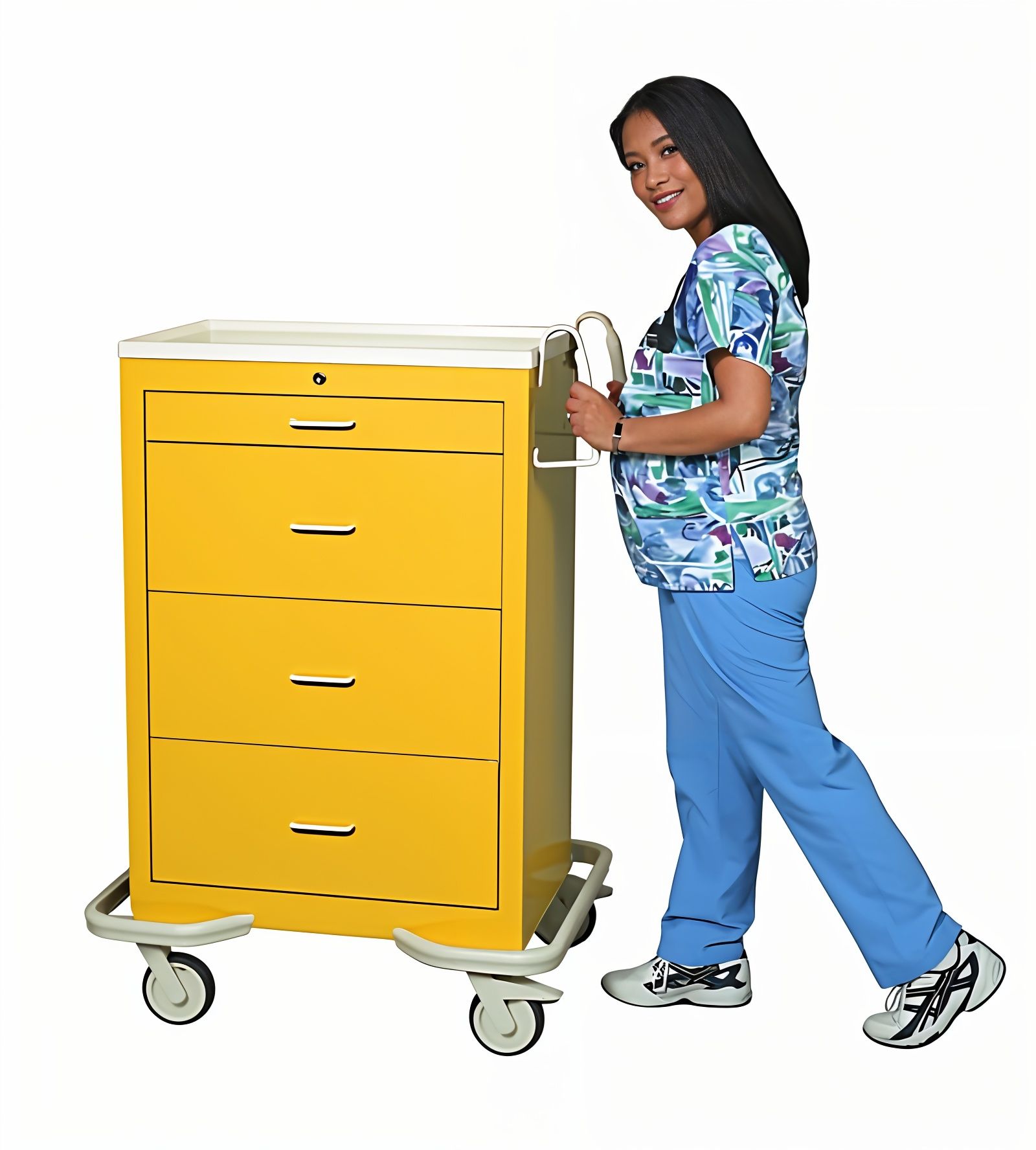 Aluminum Isolation Medical Cart w/ Key Lock & 4 Drawers