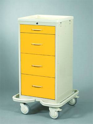 Aluminum 4 Drawer Mini Tower Isolation Cart w/ Single Key Lock