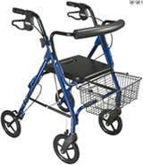 Blue Aluminum Rollator w/ Removable Wheels