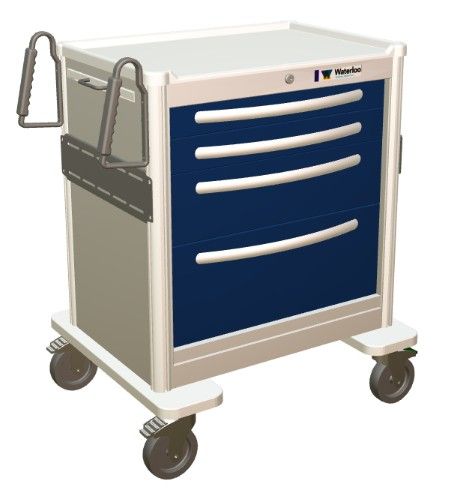 Aluminum STD Short ANS Treatment Cart 4 Drawers  Key Lock